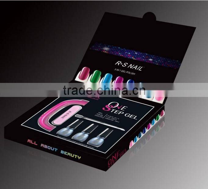 new professional nail art promotion gift 3 in 1 private label one step soak off uv gel nail polish set with led lamp