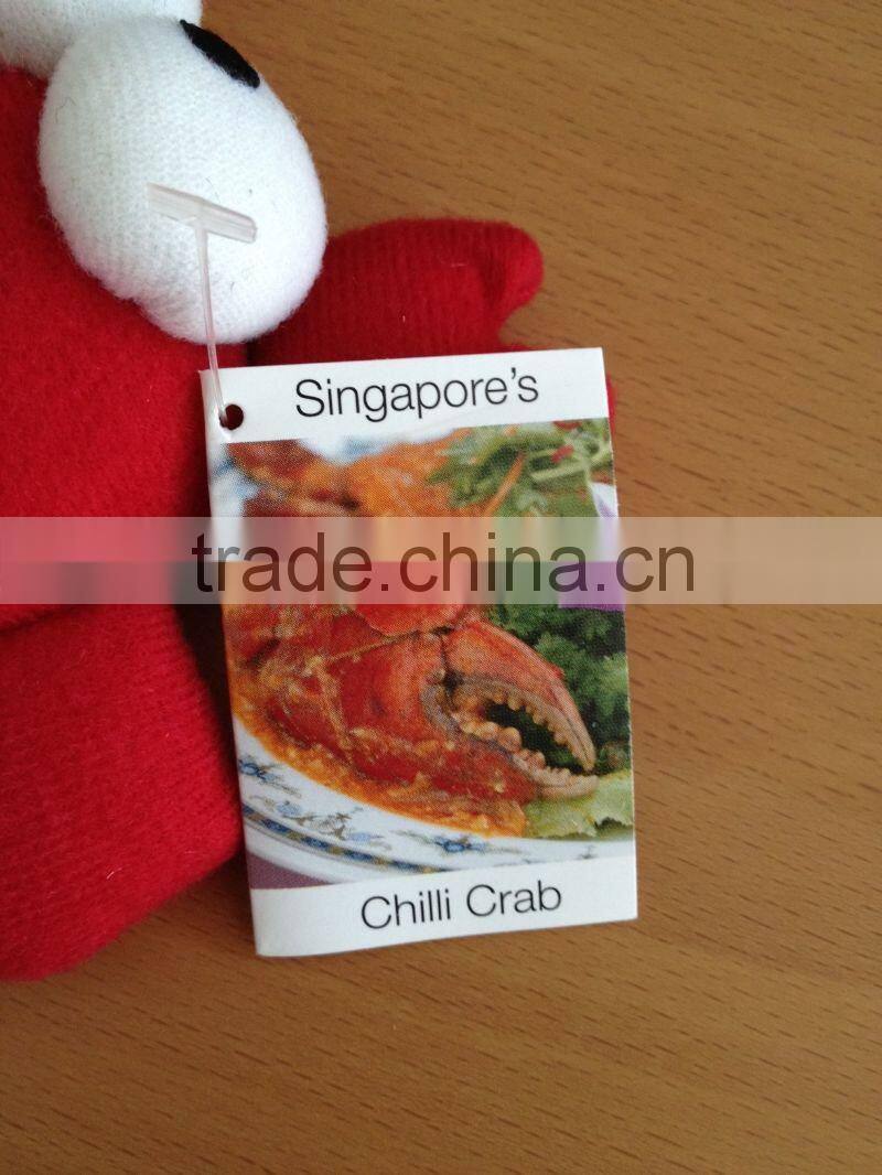 Singapore restaurants Chilli masot customize soft toy crab/crab plush toy/crab toy/plush crab toy