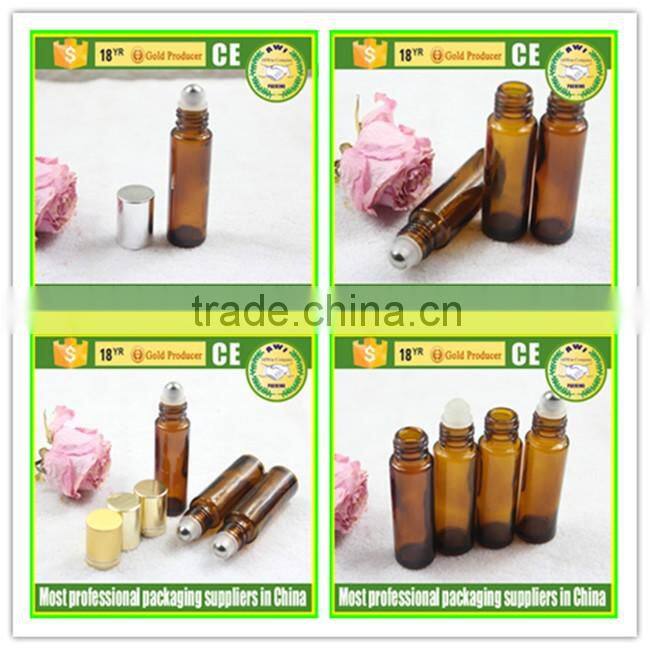 transparent glass roll on bottles 10ml with metal screw cap