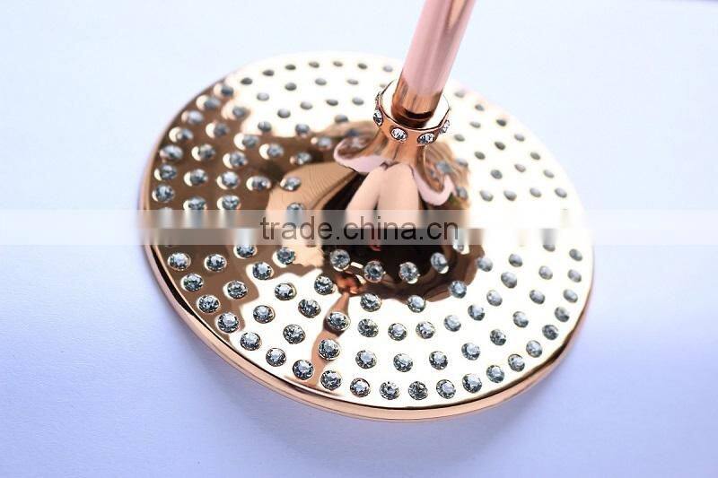 2015 new design lead free clear crystal 200ml crystal glass set with rose gold plating stand