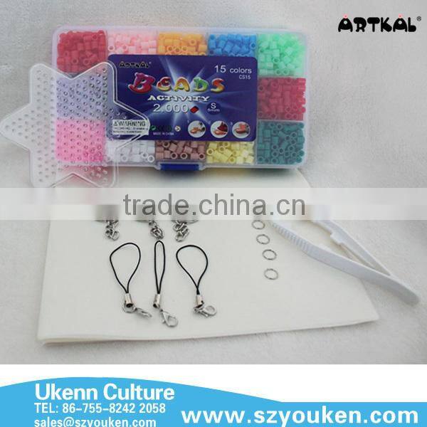UKENN S-5MM 2025pcs fuse perler beads/box 15 colors with pegboard jewelry making kits for kids