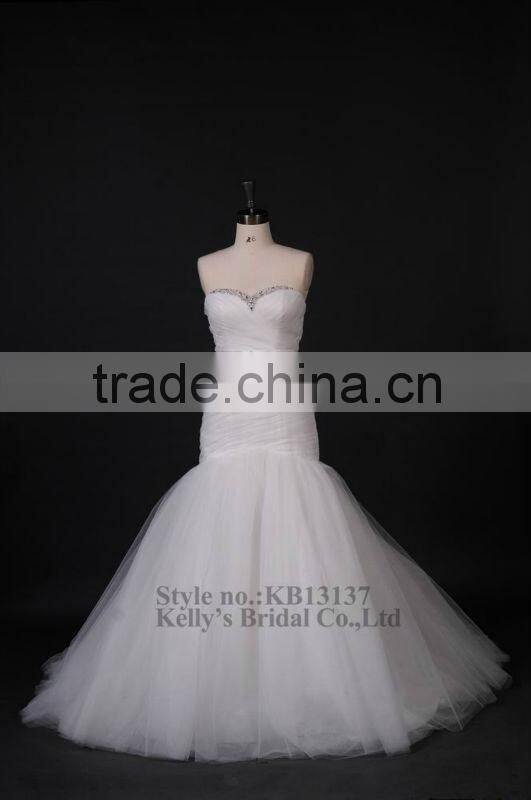 2015 beaded sweetheart neckline tulle skirt wedding dresses turkey