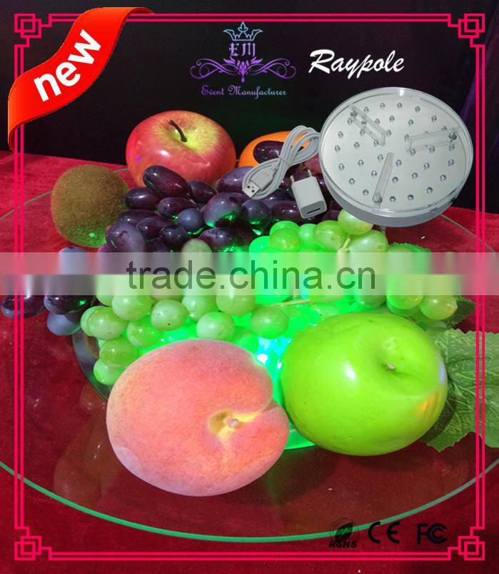 Wedding/party decoration led rechargeable glass decoation light base 6 inch under vase light