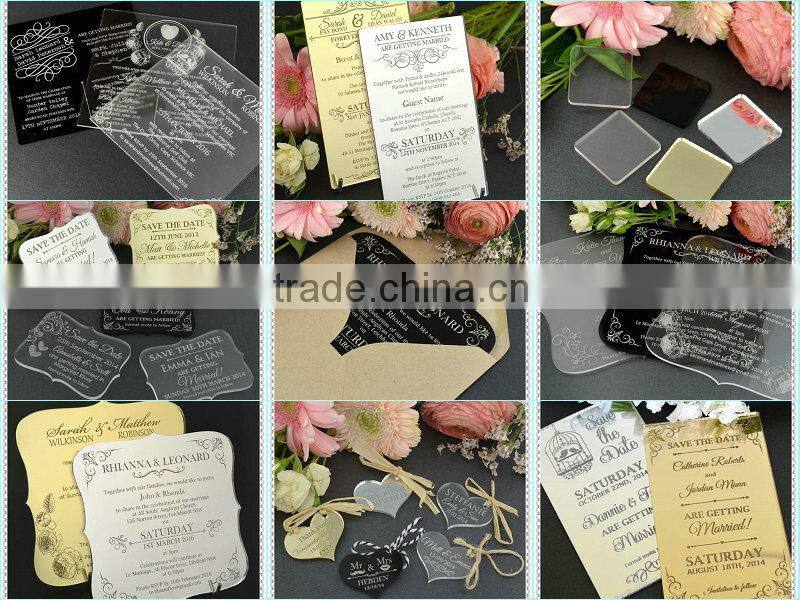 Printing Engraved Acrylic Heart Invitation for Wedding Souvenir