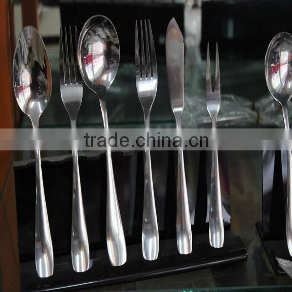 Plastic handle disposable half tong travel stainless steel forks knives and spoons flatware set