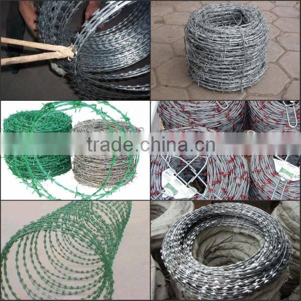 high tensile galvanized sharp razor barbed wire for Highway guardrail