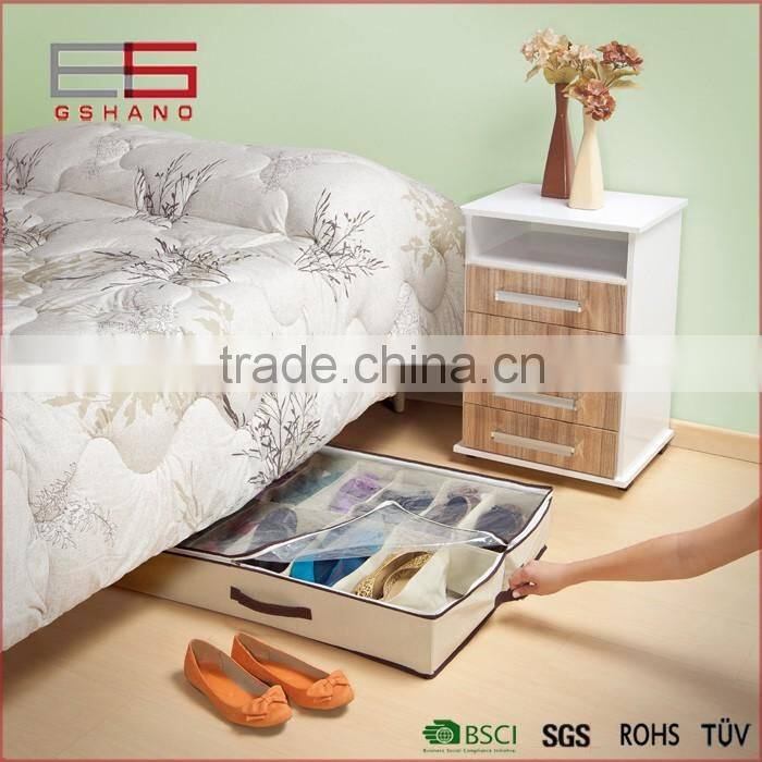Hot selling foldable nonwoven PVC clear under bed shoe storage box