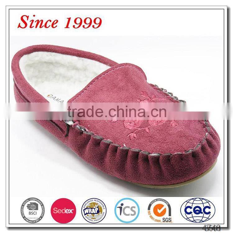 2016 red soft ladies moccasin shoes from china