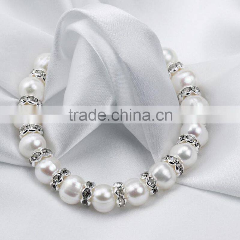 SCI021 9mm potato shape nature freshwater pearl bracelet elastic