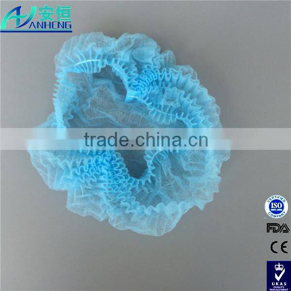 Double single elastic doctors nurses disposable mob caps non woven PP round operating surgical bouffant hair caps