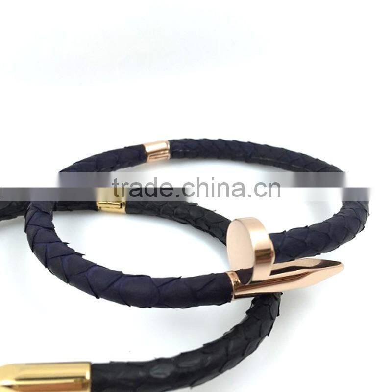 TOP QUALITY Stainless Steel python Nail Bracelet 18K gold Plated Women Jewelry Nail Screw Cuff Bangle