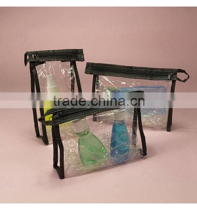 Fashional custom printing clear cosmetic transparent pvc plastic bag with metallic zipper