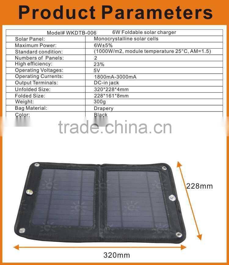 6W Portable Universal Folding Solar bag for travling hiking outdoor