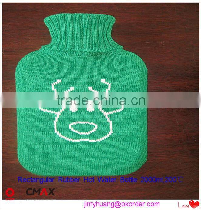 Hot Water Bottle Animal Plush Cover 2000ml Natural Rubber Medical Houseware /JH