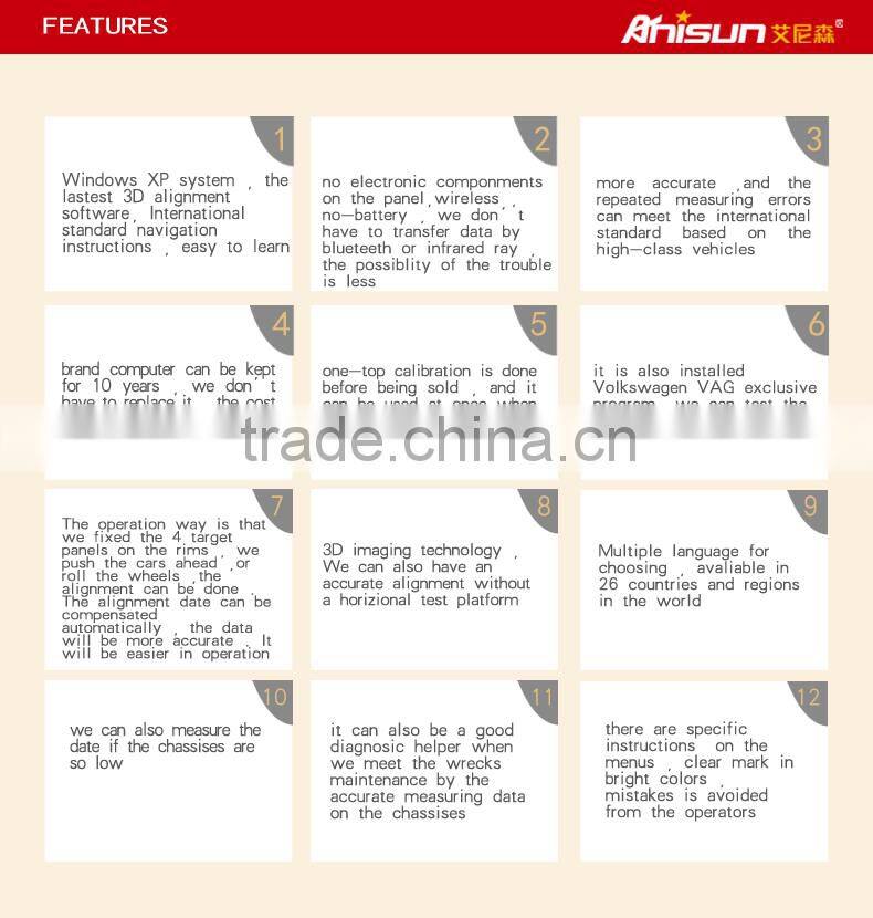 Chine supplier 3d wheel alignment machine for distributor