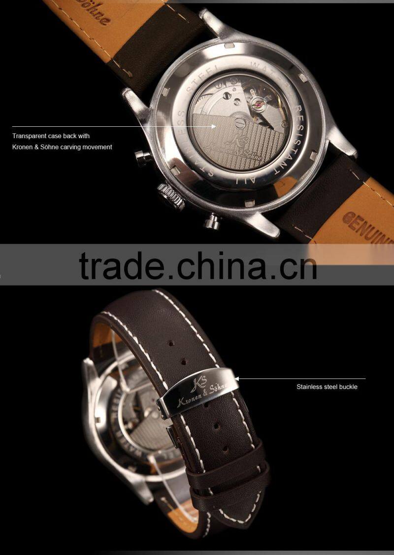 KS Navigator Men Leather Automatic Mechanical Analog Watch