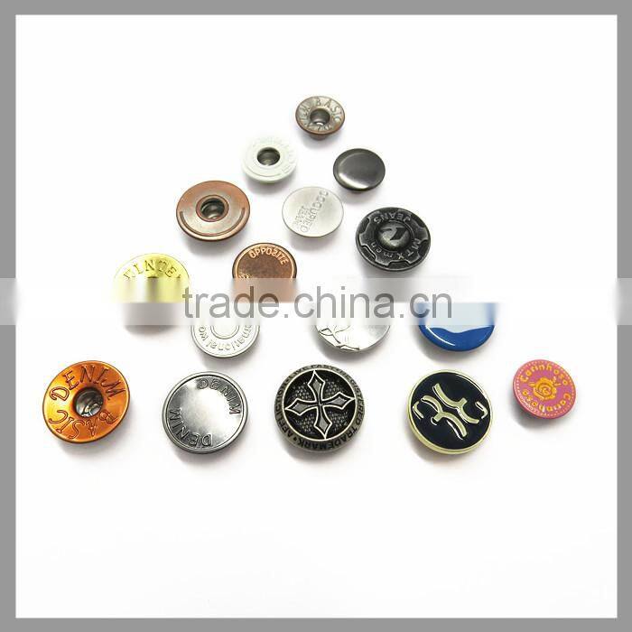 15mm Black Smooth Metal Button For Jean Clothing