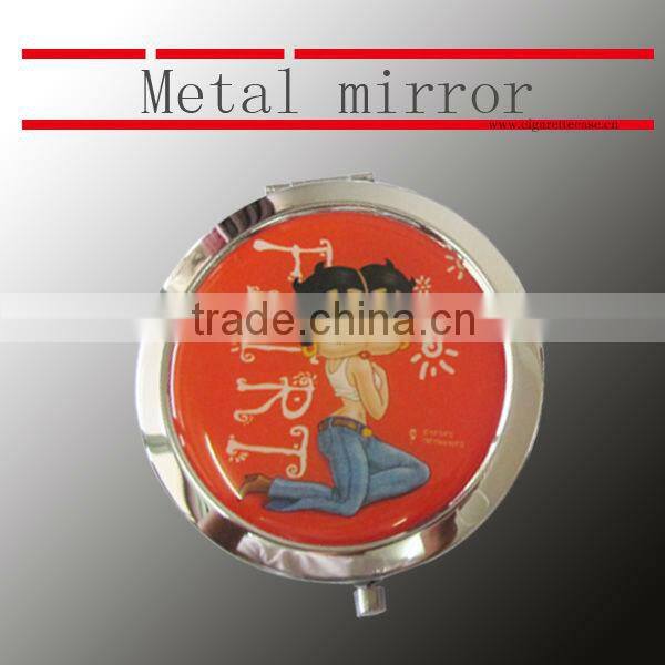 mini double sided mirror, metal mirror with rubber patch
