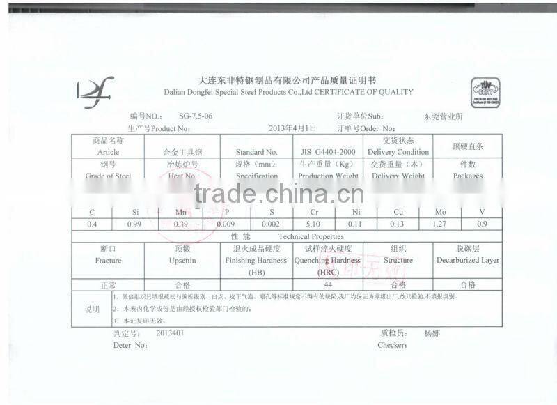 Din1530FAH WS(SUJ2)Flat Hardened ejector pin