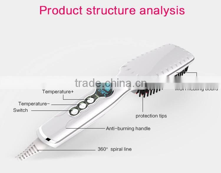 Five grade temprature control hair straightening brush professional