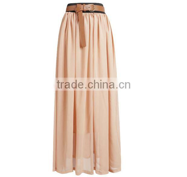 Sexy women Chiffon Pleated Maxi Long Dress Elastic Waist Bust Skirt