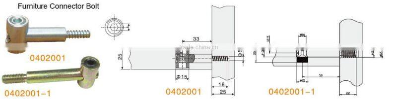 zinc plated steel furniture connecting bolt and screw with cylinder head for furniture connector