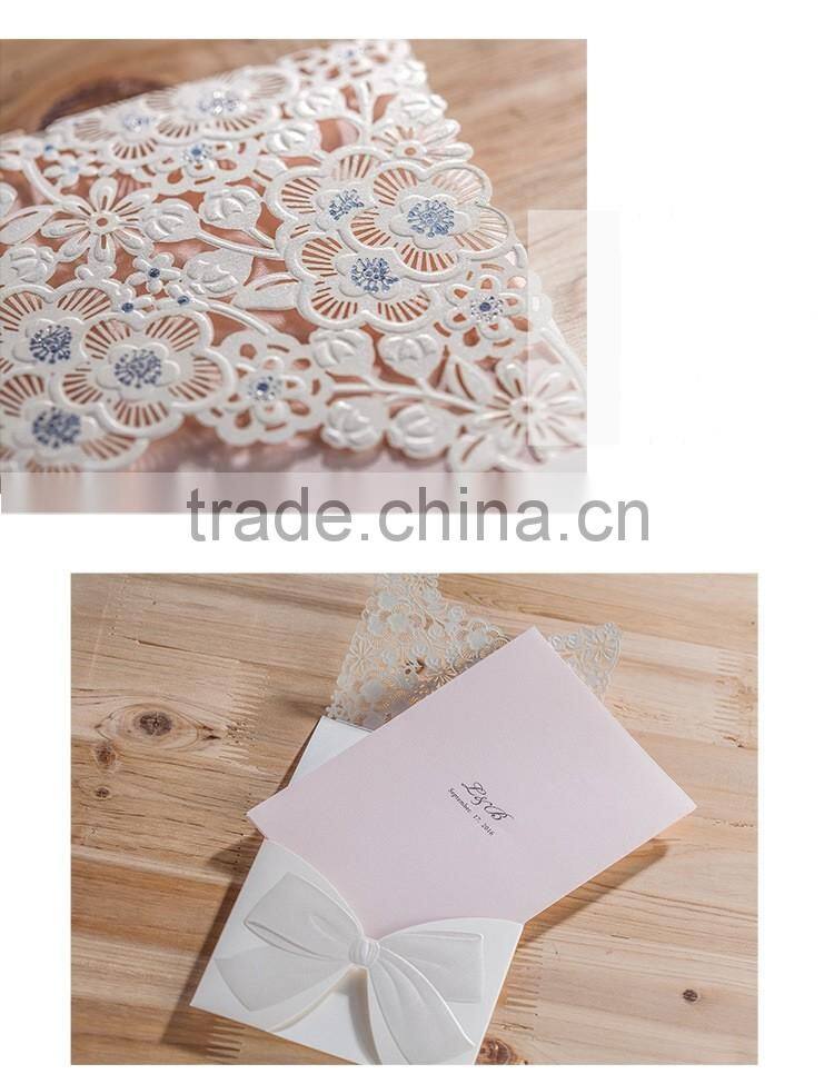 Hot sale white laser cut wedding invitation card