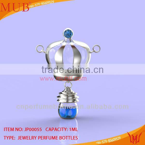 Beautiful crown perfume bottle pendant jewelry necklace wholesale on Alibaba