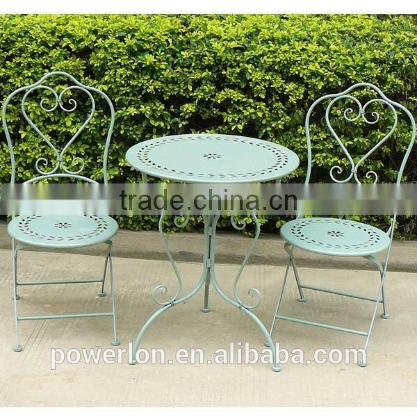 Lovely stylish wrought iron patio set outdoor furniture 2 chairs 60cm round
