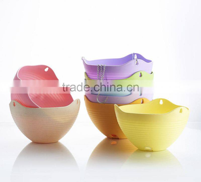 Hanging Flower Plant Pot Chain Plastic Planter Holder Indoor Outdoor Basket Gardening