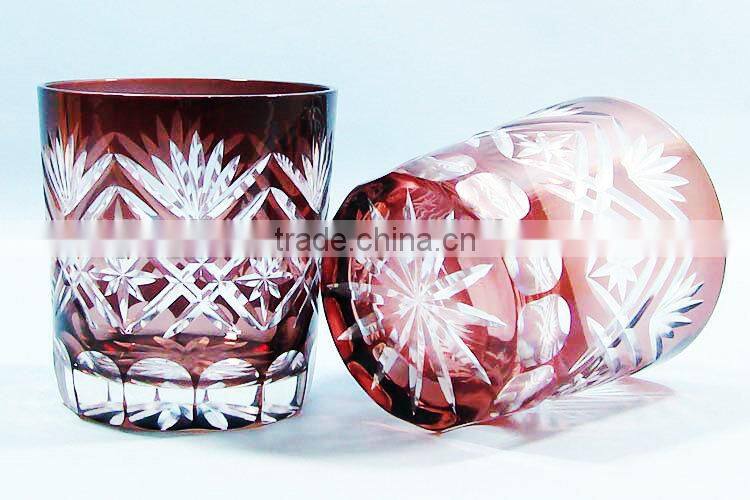 cobalt blue 8 oz stock hand cut round glass tumbler