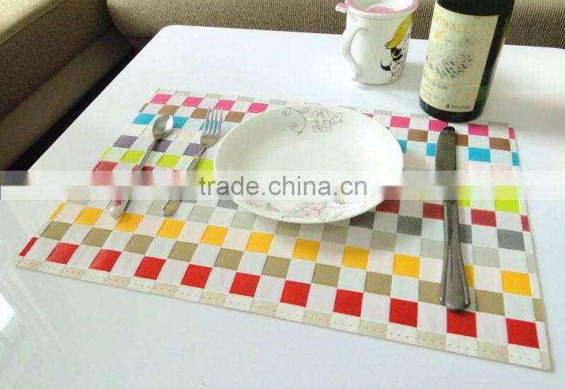 PP Plaid Placemats Washable Heat-resistant for Dining Table 45*30CM (Set of 12)