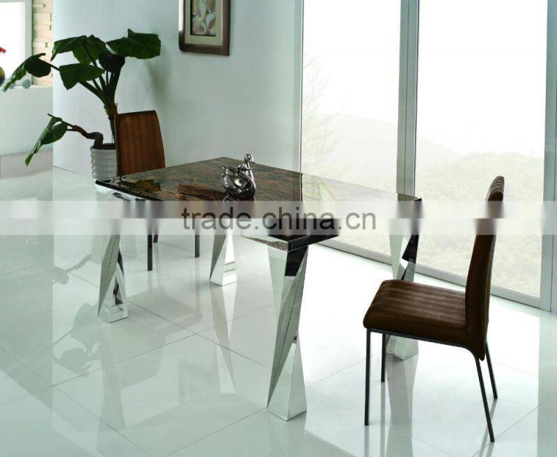 TH308 stainless steel modern marble dining table and chair