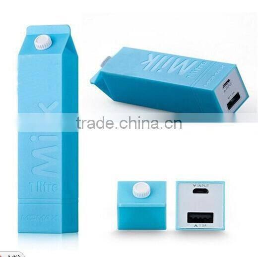 Newest Cute milk Power Bank novel design gifts mobile phone charger