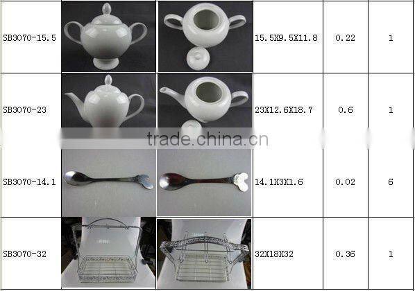 68 pcs White western dinner set with basket,Restaurant Dinnerware