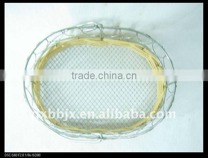 Oval rattan wire apple gift baskets with iron handle