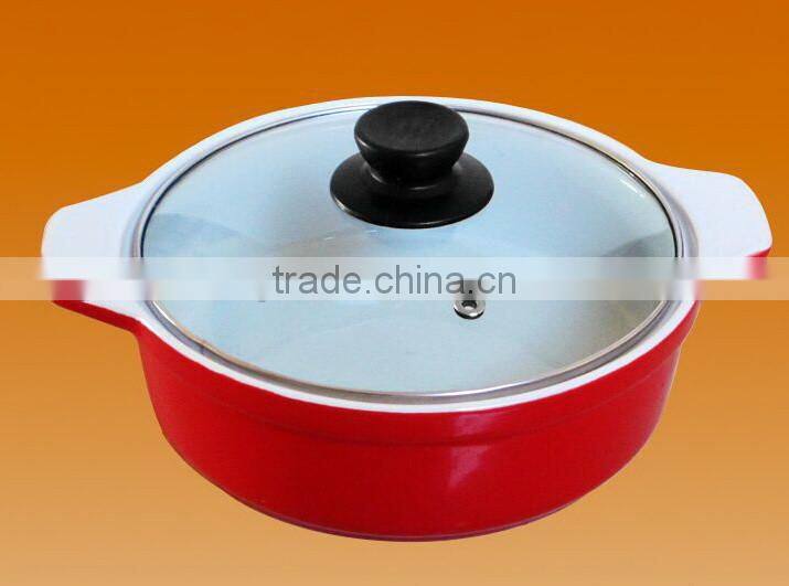 2-tone solid color stoneware soup bowl with glass lid