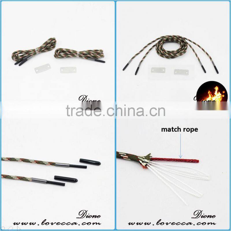 2017 New Trendy 550 Paracord Luminous Shoelace with Fire Starter & Metal Scraper Military Camping Hiking