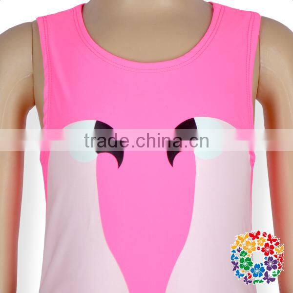 Honorable White Swan Printed Girls Bodysuit Summer Ruffles Kids Girls Swimwear