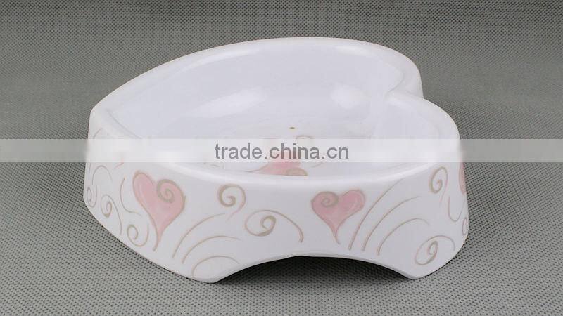 Melamine Heart Shape Pet Bowl with customize design