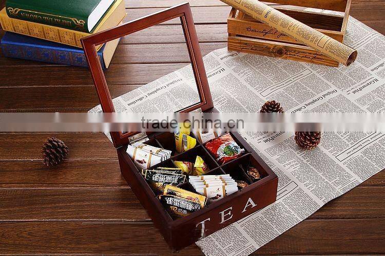 personalized logo printed watch wooden box storage with 10 grids