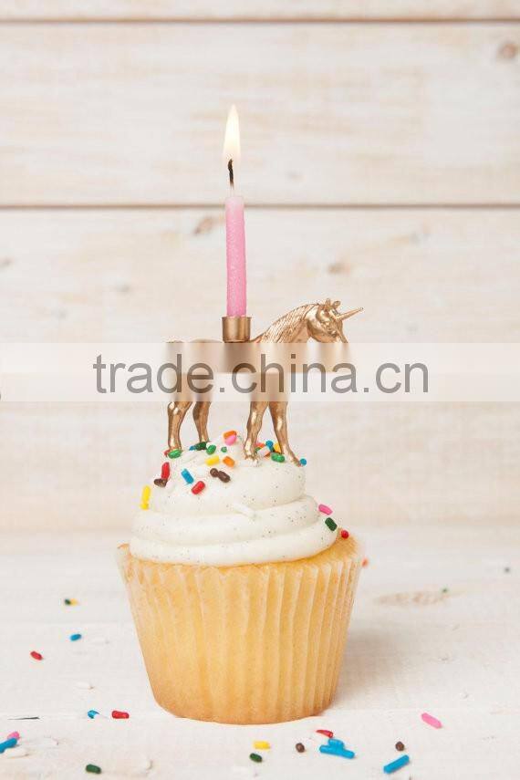 Gold Unicorn Candle Holder Kids Cute Party Decor