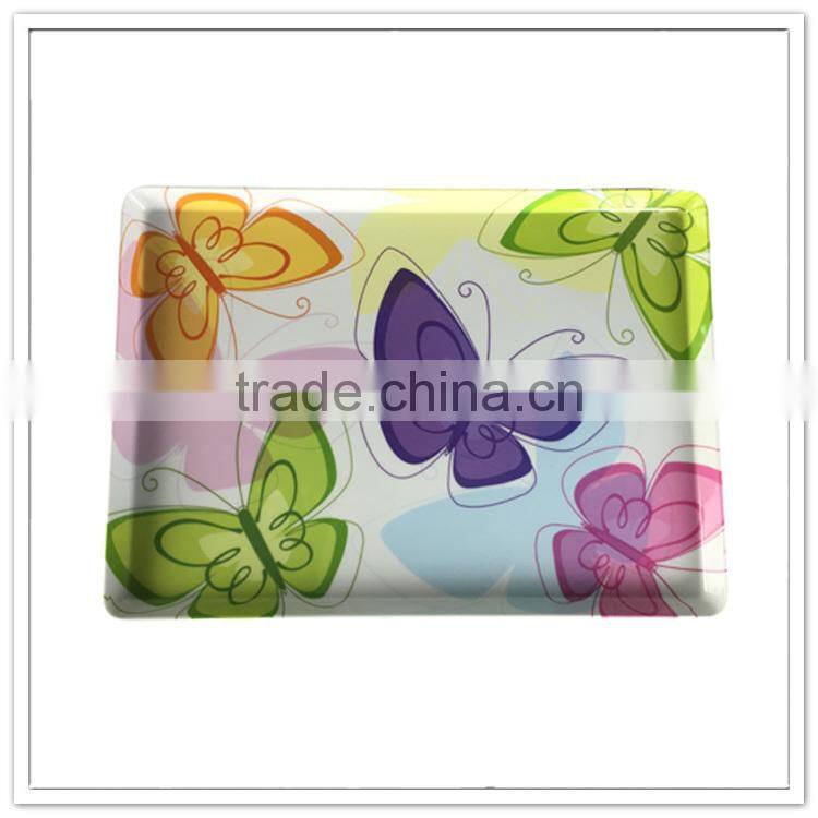 Kitchen organizer use long rectangle butterfly printing clear plastic rectangular tray