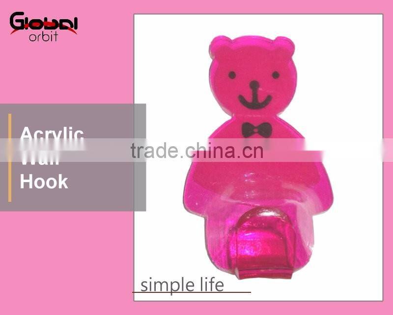 Home Organization Waterproof Reusable Bear Acrylic Wall Hooks
