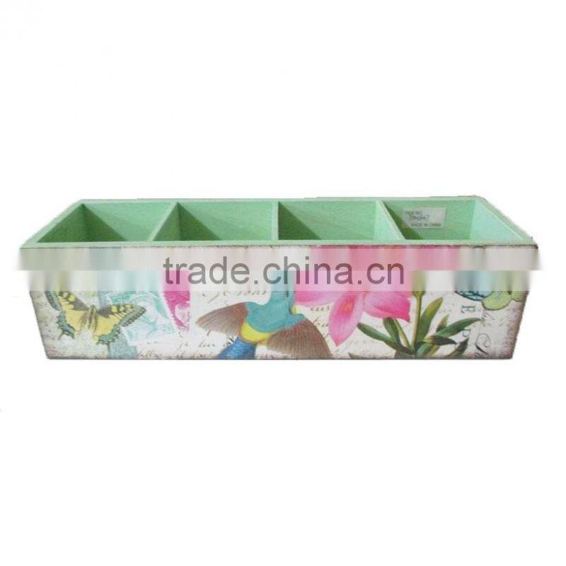 Birld flower wreath printed antique wooden boxes