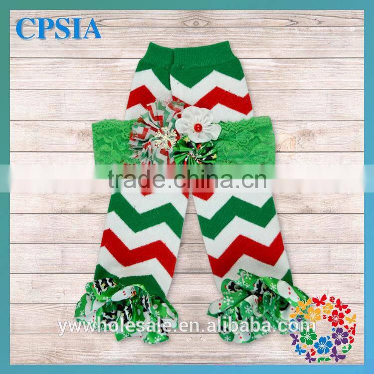 Latest Orange Yellow and Black Deisgn Classic Chiffon Ruffled Baby Leg Warmer Match Headband Set