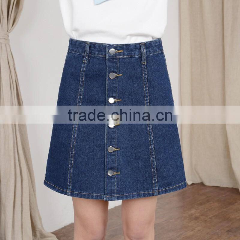Custome 2016 new arrival denim skirts womens pencil jeans front button skirt for women plus size