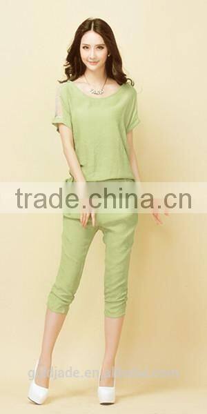 OEM polyester cotton spandex lady sexy casual shorts and harem pants set