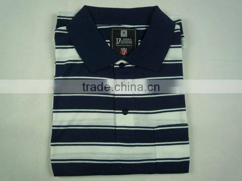 Custom mens yarn dyed striped polo shirt