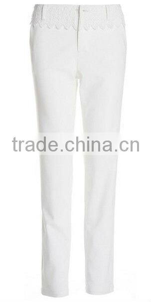 fancy/fashionable embroidered waist pants women in white color
